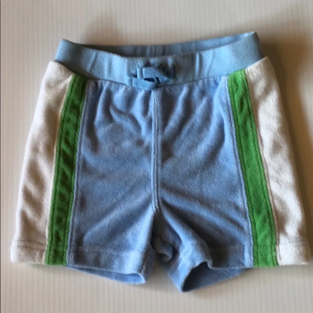 BabyGap Terrycloth Shorts and Hoodie Set Light Blue/Green/White Stripes‎ 3-6 mos